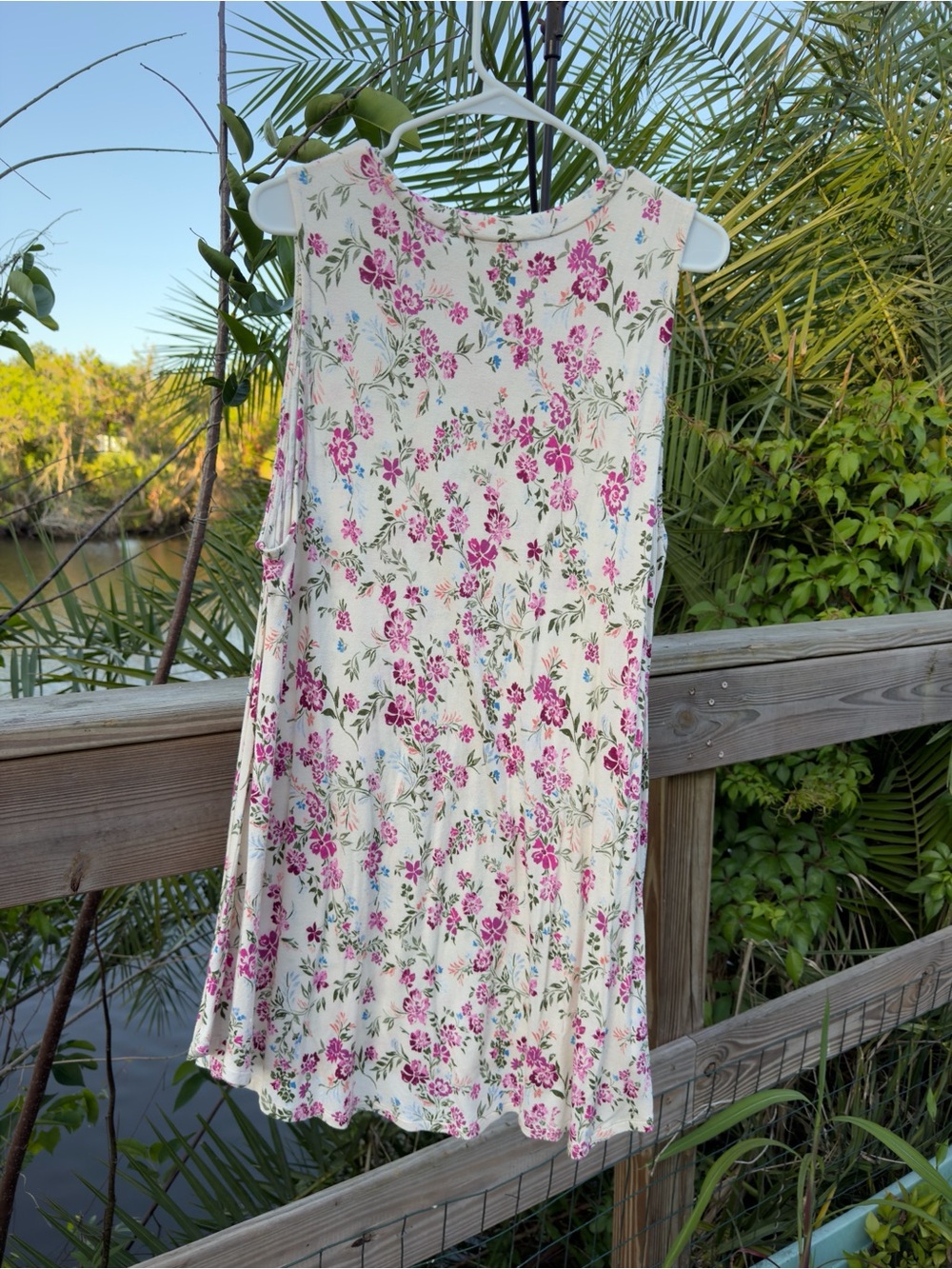 Lane Bryant Cream Tank Top with Pink Floral Print - Picture 2 of 3
